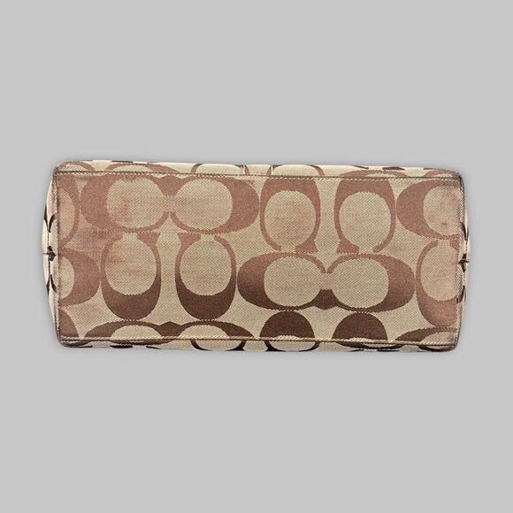 Coach Signature Jacquard Beige & Brown Tote Bag - Picture 3 of 6
